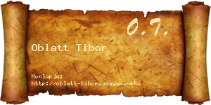 Oblatt Tibor névjegykártya